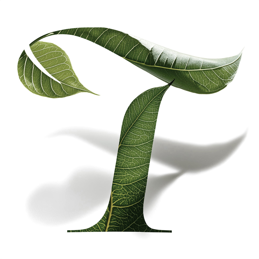 Thrive Financial's leaf T logomark with leaf texture